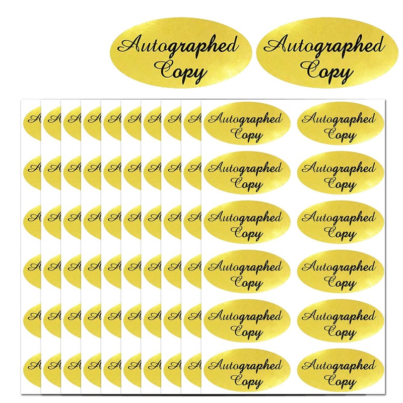 wootile 1008 PCS 'Autographed Copy' Stickers-1 x 2Inch Oval Gold Foil Labels Gold Foil Autographed Sticker Autographed by The Author Stickerss Oval Autographed Copy Stickers For Paperback Books Novels Signing - Image 1